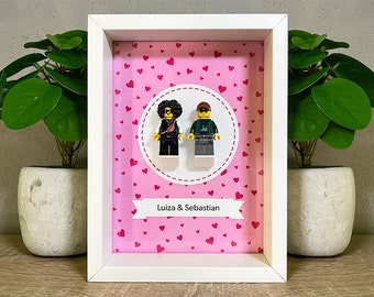 Couple in love - Personalized LEGO figures in frame / Create your own minifigure - the best Valentine’s day / anniversary gift for her & him