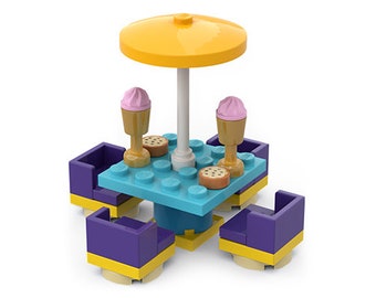 Minifigure furniture: Coffe shop / cafe - mini set made of LEGO bricks - for kids, adults, LEGO enthusiasts