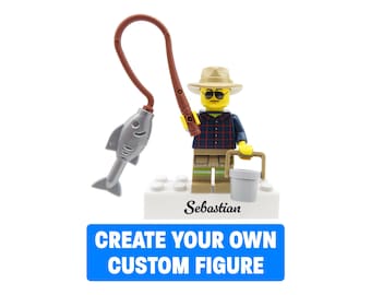 Fisherman – Personalized LEGO® Figure – Custom Minifigure Gift for Angler, Birthday or Christmas