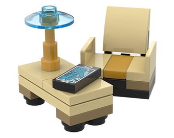 Minifigure furniture: armchair, lamp, table - custom set made of LEGO bricks - for kids & adults, homebody or rest lover, LEGO enthusiasts