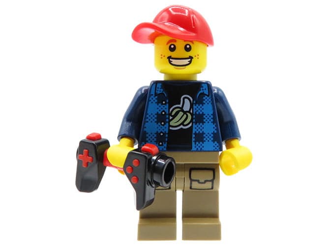 Custom Minifigure Gamer with game pad made of LEGO parts perfect gift for kids adults boy men video games fan
