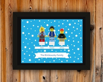 Our Family / Friends Personalized LEGO Figures in Frame – Create your own LEGO minifigures - Custom Gift for Mom or Dad or Friends