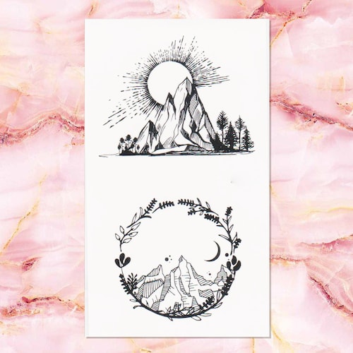 Mountain Temporary Tattoo Fake Tattoo Festival Tattoo Etsy
