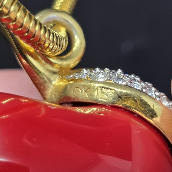 Kenneth Jay Lane KJL Red Apple Pendant Necklace B… - image 2
