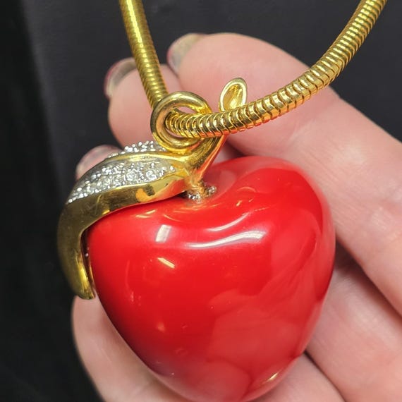 Kenneth Jay Lane KJL Red Apple Pendant Necklace B… - image 4