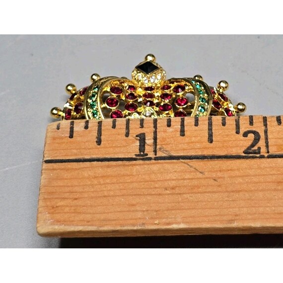 Vtg Kenneth J Lane Rhinestone Royal Crown Brooch/… - image 6