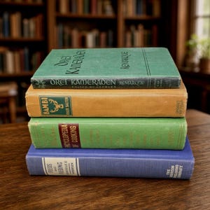 Earth Tones Decorative Book Stack Vtg Shelf Coffee Table Decor Green Brown Blue