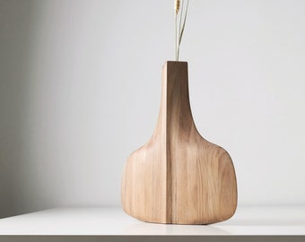 vase à fleurs moderne en bois | sculpture vase d'art | « SASOHEM » est parfait pour les fleurs séchées