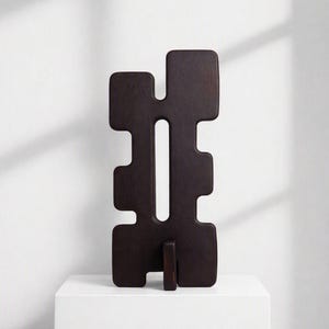 Handcrafted Tall Modern Sculpture — TREZE with Unique Matte Black Finish