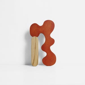 Small Abstract Wooden Art Object: BLUR_III blends geometry with flowing organic curves