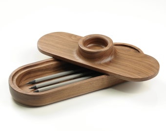 Wooden Box | Desk Organizer | EDC organizer | "PLATEAU" is a Contemporary Wooden Box made of walnut wood.