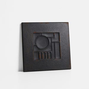 PATTERNS - Abstract Set of Geometric Wall Sculptures – Handcrafted Black Finish with Unique Distressed Texture.