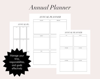 Annual Planner Printable | Small business planner, Business organiser, Schedule, Digital Business Planner, To do list, Planners, Digital