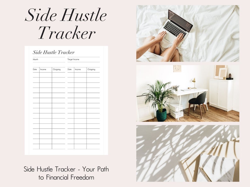 Side Hustle Tracker Printable, Digital Download, and Expenses