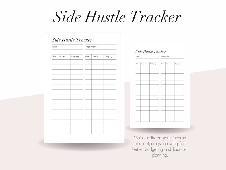 Side Hustle Tracker Printable, Digital Download, and Expenses