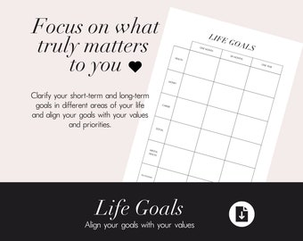 Life Goals Printable | Life planner, Life Goals, Goal Setting, Self Development, Better Life, Entrepreneur Motivation, Activity Life Journal