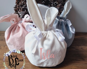 Personalised Luxe Velvet Easter bunny gift Bag/Pouch/Sack