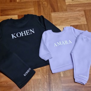 Personalised Tracksuit, Customised, Birthday outfit, Winter custom sweats, Baby/Toddler Jumper/tracksuit set image 4