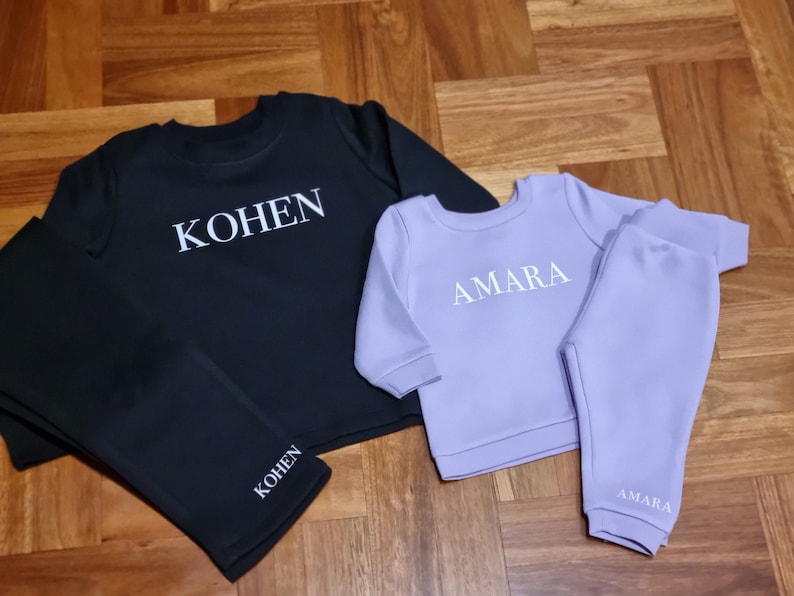 Personalised Tracksuit, Customised, Birthday outfit, Winter custom sweats, Baby/Toddler Jumper/tracksuit set image 4