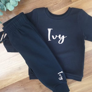 Personalised Tracksuit, Customised, Birthday outfit, Winter custom sweats, Baby/Toddler Jumper/tracksuit set image 2