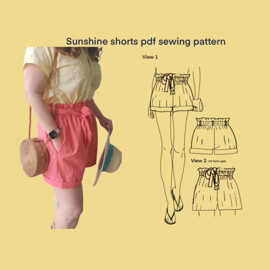 Beginners Paper Bag Style Shorts pdf Sewing Pattern l Etsy España