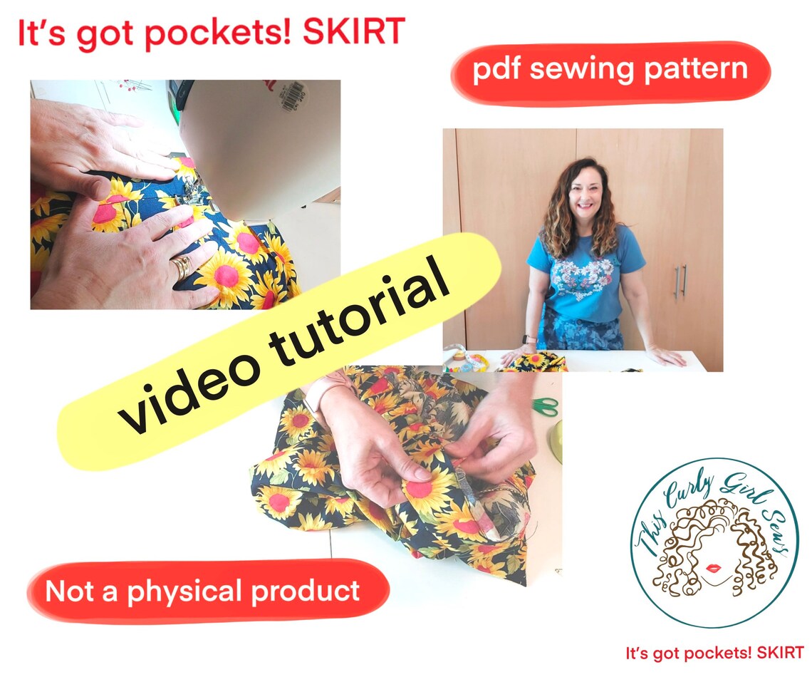 Beginners Skirt Pdf Sewing Pattern L Downloadable / Printable - Etsy