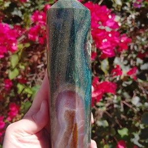 Breathtaking 8 Inch  Pastel Ocean Jasper Crystal Tower Statement Piece! Insane Colors & Patterns High Quality /High Polish/ Bevelled Bottom