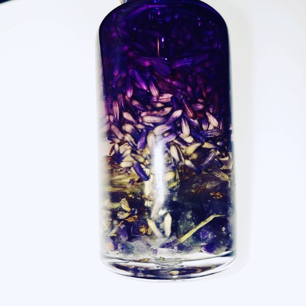 Pure Relaxation Perfume Oil With Bulgarian Lavender EO, Lavender Buds & Amethyst Crystals