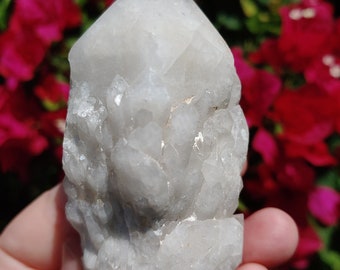 White Lithium Candle Points Pink Phantom Quartz From Madagascar