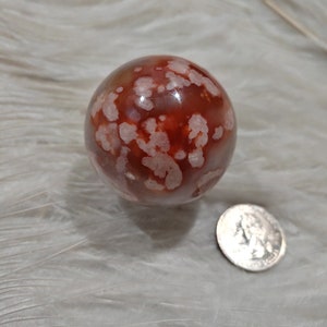 Carnelian Flower Agate Crystal Sphere (Deep Rich Reds & Gorgeous Large Blooms) 46 MM Polished High Quality Flower Agate Carnelian