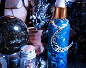 Evil Eye Drawing/Manifesting  Protection Ritual Oil/ Anointing Oil With Essential Oils Blown Glass Evil Eye Talisman & Clear Quartz