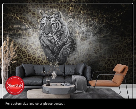 Black White Tiger Wallpaper Skin Fur / 3d Wallpaper / - Etsy Black White Tiger Wallpaper Skin Fur / 3d Wallpaper / - Etsy