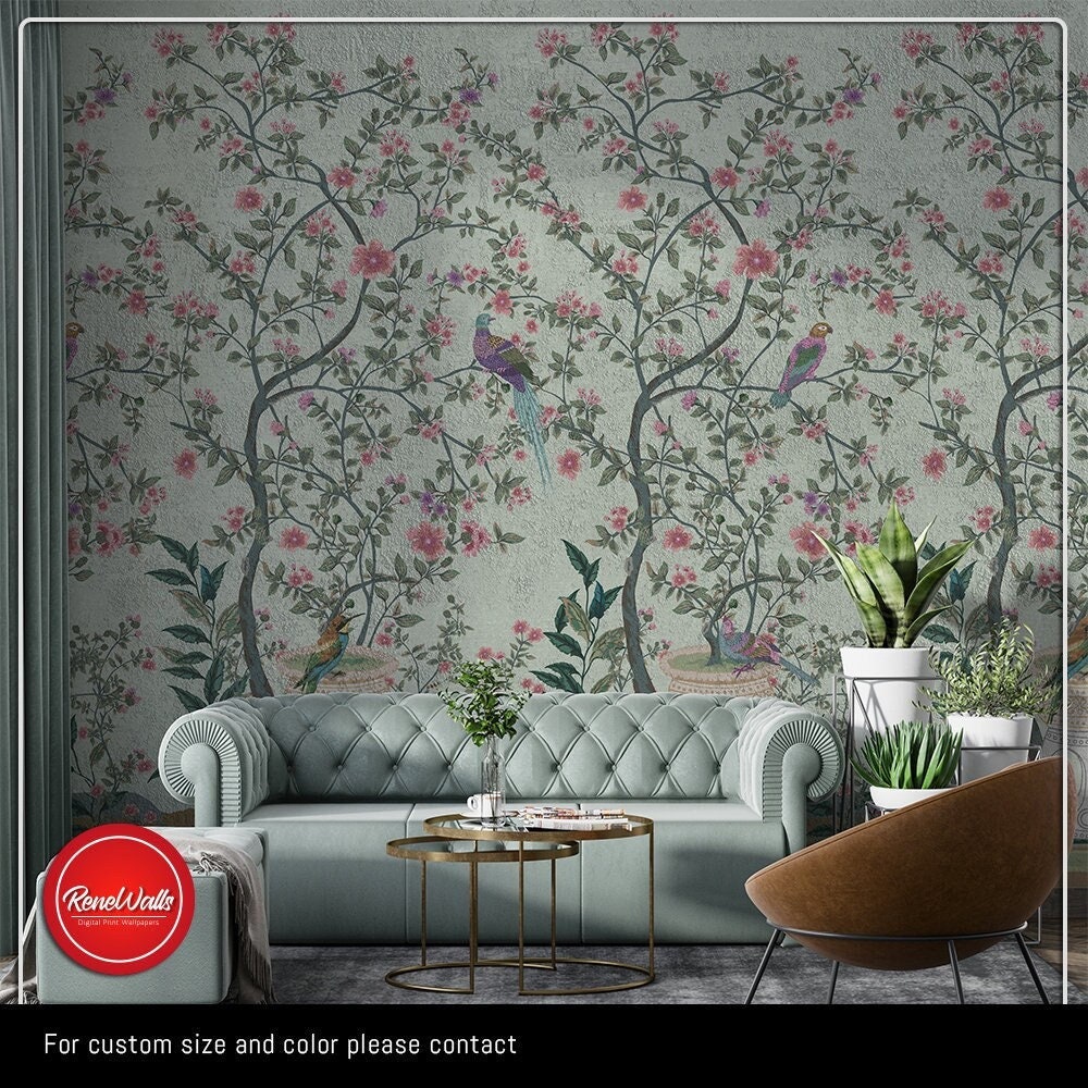 3d Wallpaper Chinoiserie Flowers and Birds Wallpaper Peel and - Etsy Sweden 3d Wallpaper Chinoiserie Flowers and Birds Wallpaper Peel and - Etsy Sweden