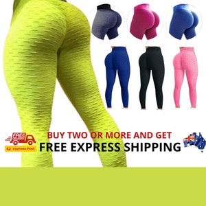 Sport Leggings Yoga Pants Cross Waist Cargo Pockets Butt Lift