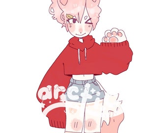 Furry fursona adopter 2 pièces d'art personnage à vendre félin humanoïde adoptable fursona anthropomorphe anthro furry fandom