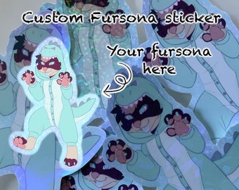 Furry fursona custom sticker fursona dinosaur wanzie pyjama cute kawaii sticker fursona furry commission YCH digital art sticker gift