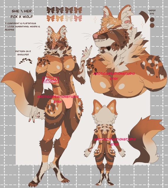 Furry Digital Download anthro female fox wolf reference Furry Adopts Fursona Adoptables Furry fandom Adopt Character Designs fursona