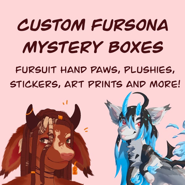 HUGE CUSTOM mystery fursona goodie bag your charcter here YCH furry adopt fursona fandom adoptable bases custom stickers plushies art prints