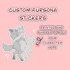 Furry fursona custom valentines gift couples sticker cute kawaii sticker fursona furry commission YCH digital art sticker gift