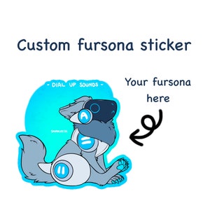 Furry fursona custom sticker fursona dial up protogen or furry cute kawaii sticker fursona furry commission YCH digital art sticker gift