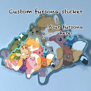 Furry fursona custom sticker fursona plushie cuddles cute kawaii sticker fursona furry commission YCH digital art sticker Christmas gift