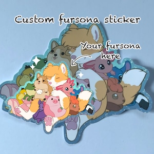 Sticker personnalisé furry fursona doudou câlins mignon sticker kawaii fursona commission velu YCH sticker art numérique cadeau de Noël