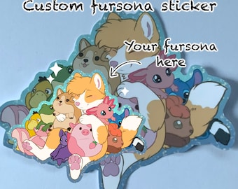 Furry fursona custom sticker fursona plushie cuddles cute kawaii sticker fursona furry commission YCH digital art sticker Christmas gift