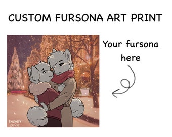 Furry fursona custom art print gift Christmas stocking filler furry cute kawaii poster fursona furry commission YCH digital art print gift
