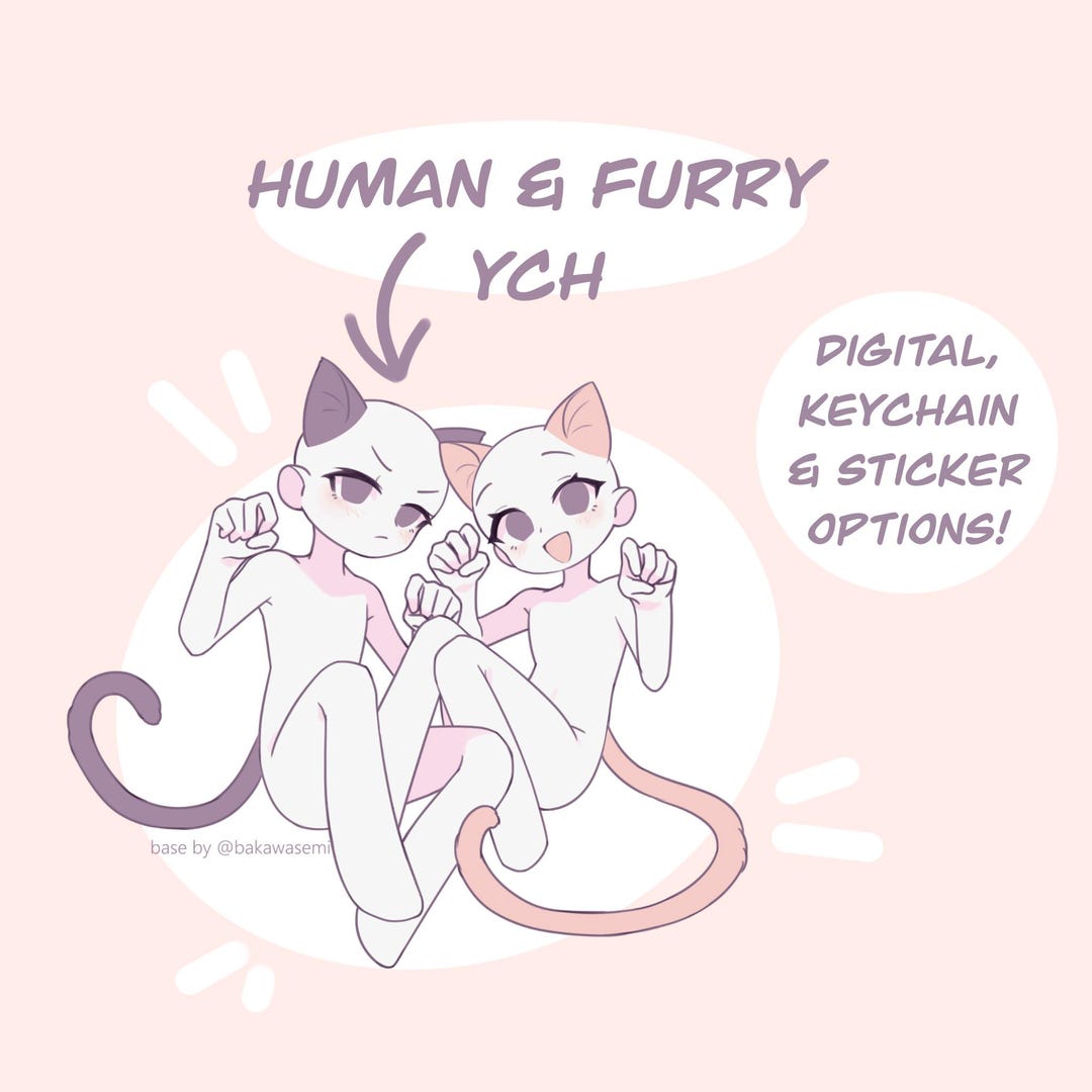 FURRY & HUMAN Custom Keychain Sticker or Digital Art Fursona Humanoid ...