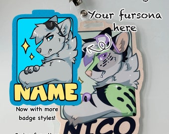 Pelzig Fursona benutzerdefinierte YCH Abzeichen Fursona Fursuiting Abzeichen niedlich kawaii Konvention Fursona Pelz Pelzpracht YCH digitales Abzeichen Geschenk
