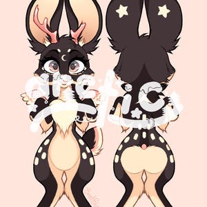 El popular diseñador Furry Fursona adopta 20 piezas de arte, personaje a la venta, conejo jackalope adoptable, antropomórfico salvaje, antropo, furry fandom.