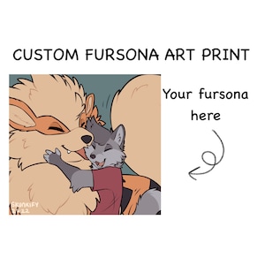 Harige fursona aangepaste kunst print cadeau vuur puppy archanine pokemon kussen harige poster fursona harige commissie YCH digitale schattig cadeau