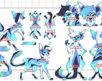 Furry Digital Download anthro feral enorme hoja de referencia referencia canina hembra o macho Adopciones Fursona Adoptables Fandom Furry Adoptar