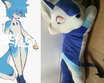 Furry fursona adopt with plushie backpack 6 art pieces character for sale feline adoptable fursona anthropomorphic anthro furry fandom